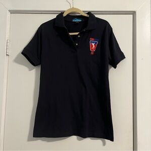 Y2K Navy Blue Golf Polo Shirt with Embroidered Logo women’s medium 2007